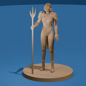 3D model Female Fantasy Knight with a Trident