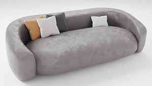 Soft sofa made of high quality velvet in dark colors 3D