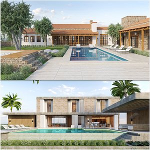 Stone Villa Exterior and Interior Bundle