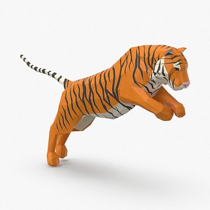 3D model tiger---jumping