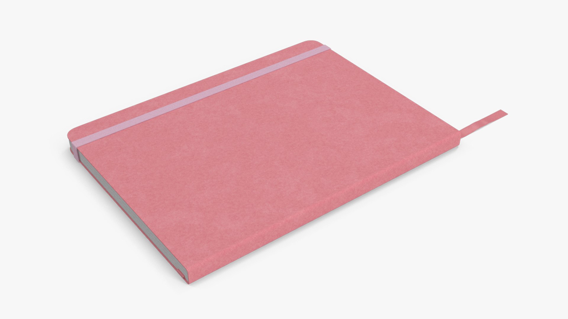 Stationary Notebook with Bookmark Pink 3D model preview