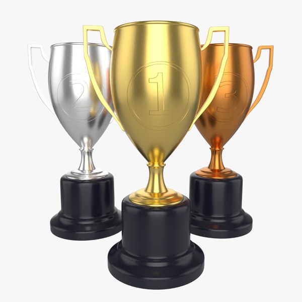 3D model Gold Silver and Bronze Trophies