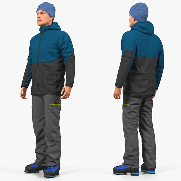 winter men sportswear rigged 3D model