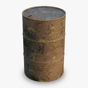Rusty Steel Barrel - Yellow - PBR - 2K 4K 3D model