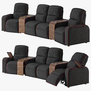 Moovia Dallas venice curved row 2 loveseats 2 normal seats - Home Theater Seating 3D