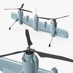 3D Rotor Blown Wing UAS Drone Gray Rigged for Cinema 4D model