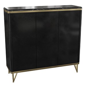 3D Homary-Modern Black 3 Doors Shoes Storage Cabinet with 8 Shelves 20 Pairs in Gold model