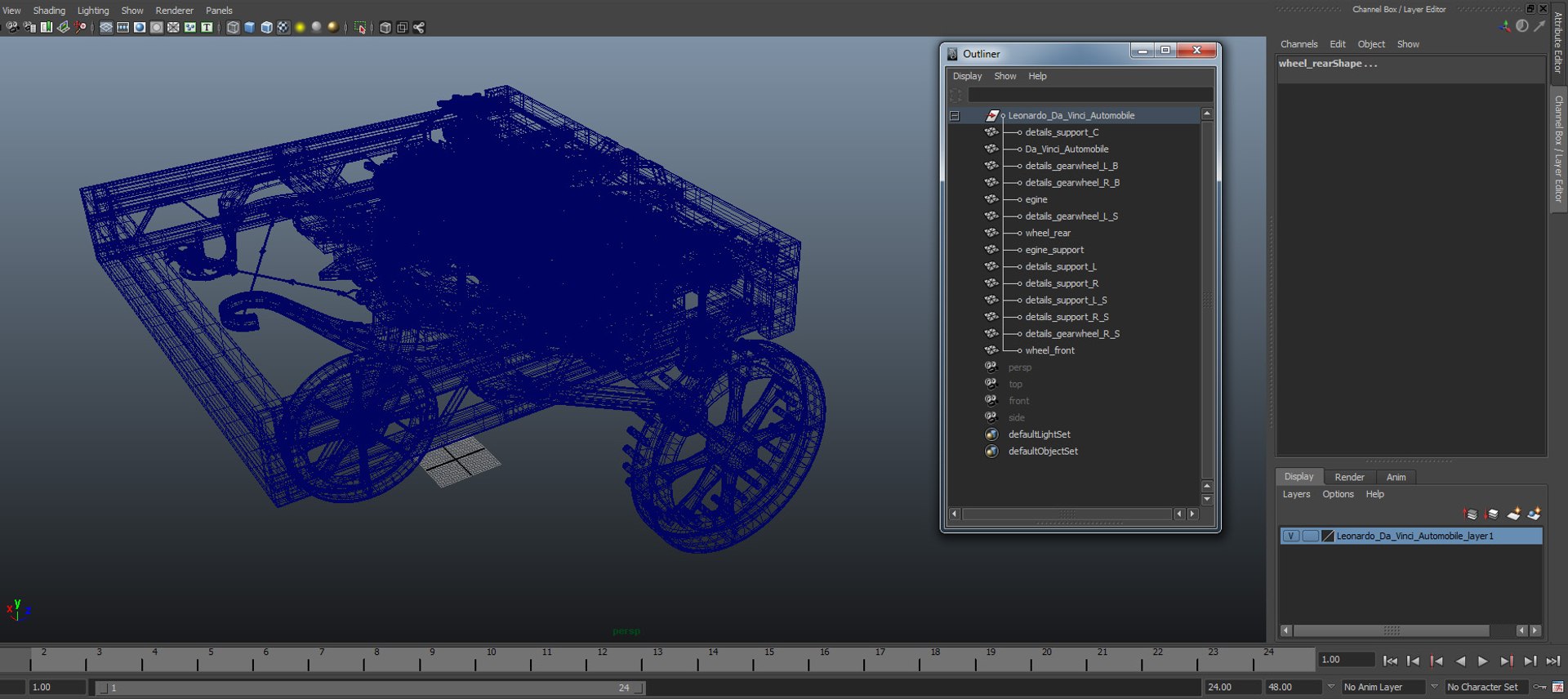 Leonardo Da Vinci Automobile 3D model preview