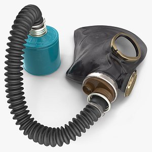 Gas Mask with Long Hose Lying