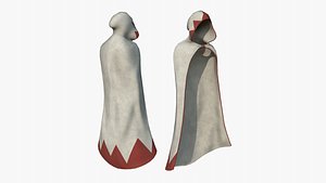 3D Medieval Cloak A11 White Red - Fantasy Character Design