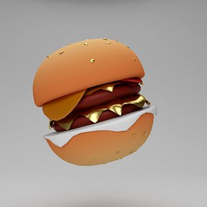 burger hamburger cartoon 3d model