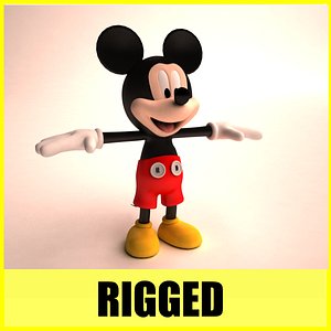 3d model of mickey mouse rigged