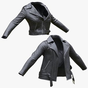 3D Womens and Mens Leather Jacket Collection model