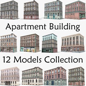 pack 12 apartment building 3D model