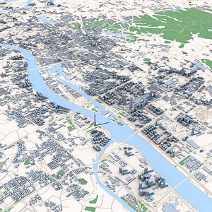 3D Guangzhou City China Map 3D Model
