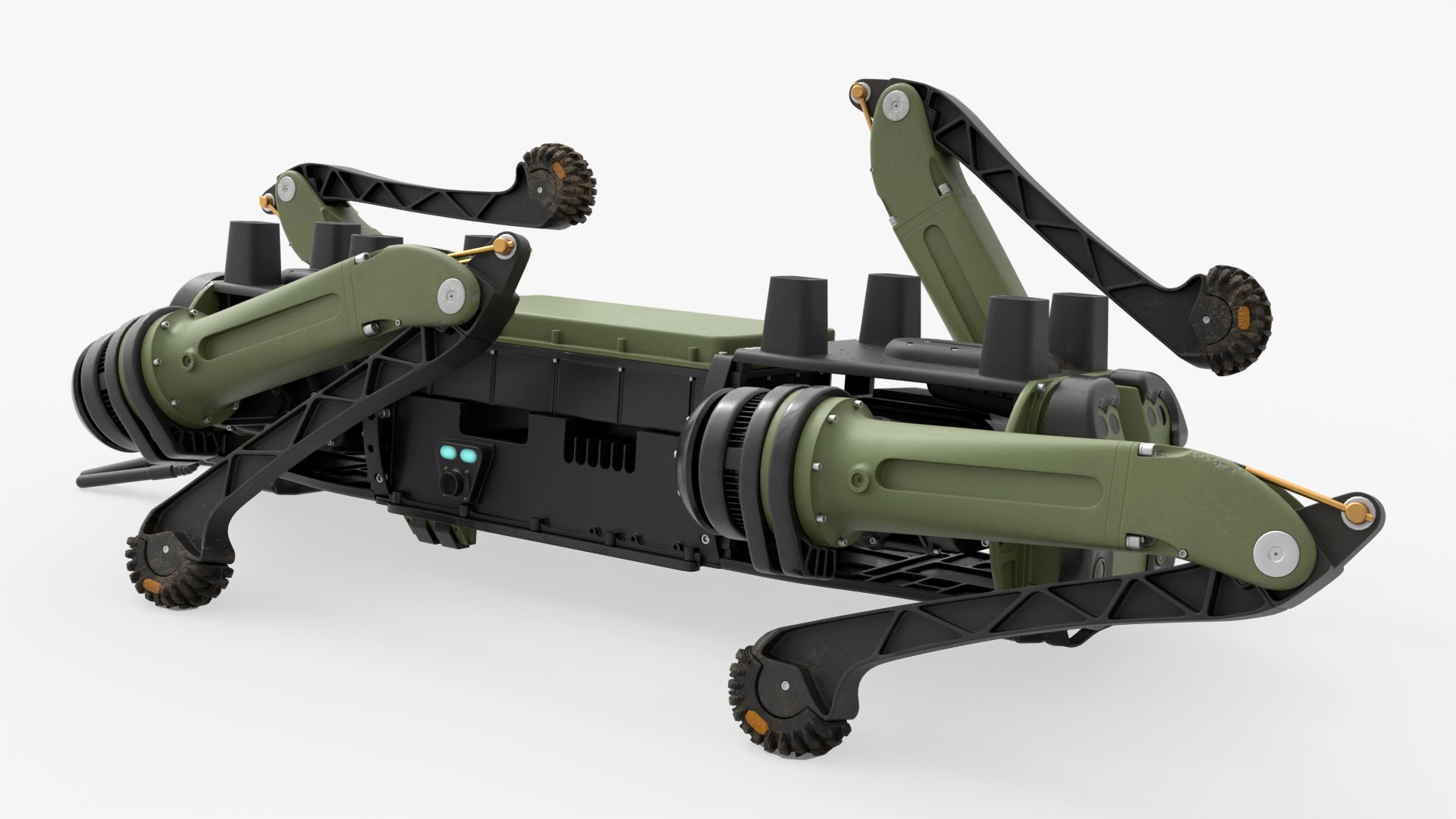 Vision 60 Robotic Dog Unit Falling Animated Rigged For Blender 3D model preview