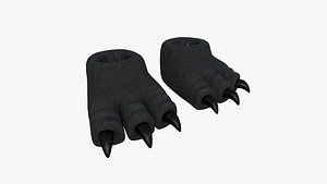 3D model Slippers G08 Black Dino Paw - Costume Character Design