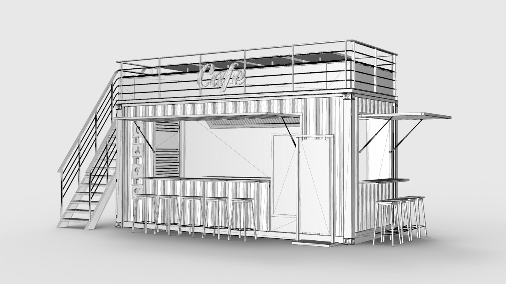 Shipping Container Cafe Design 3D Model - TurboSquid 1622730
