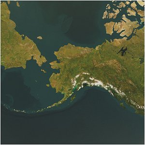 Alaska realistic relief map with Western Canada