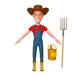 3D model farmer cartoon 02