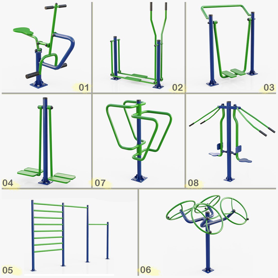 Outdoor Gym set model https://p.turbosquid.com/ts-thumb/re/WOgBz5/2X/equipments/jpg/1694628172/1920x1080/fit_q87/8c0deab6c5899754ec85e4d339591a2d6e09ae27/equipments.jpg