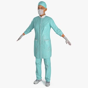 Female Surgeon in Uniform Blood Stained Fur