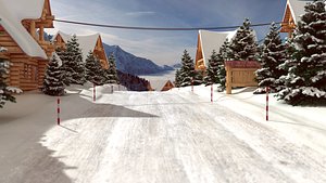winter mountain houses 3d model