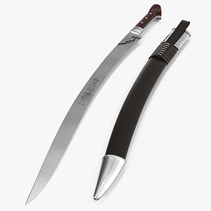 Turkish Yatagan Sword with Sheath 3D Model