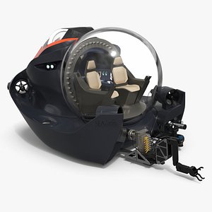Compact SEA Aurora 3C Research Submarine Black Rigged for Cinema 4D