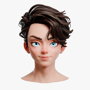 Cartoon Brunette Man Head