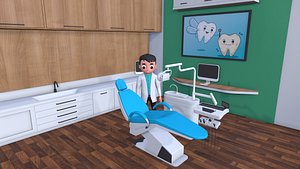 Low Poly Community Helper Dentist - Male 3D model