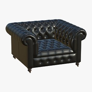 3D Chesterfield Leather Single Sofa Black model