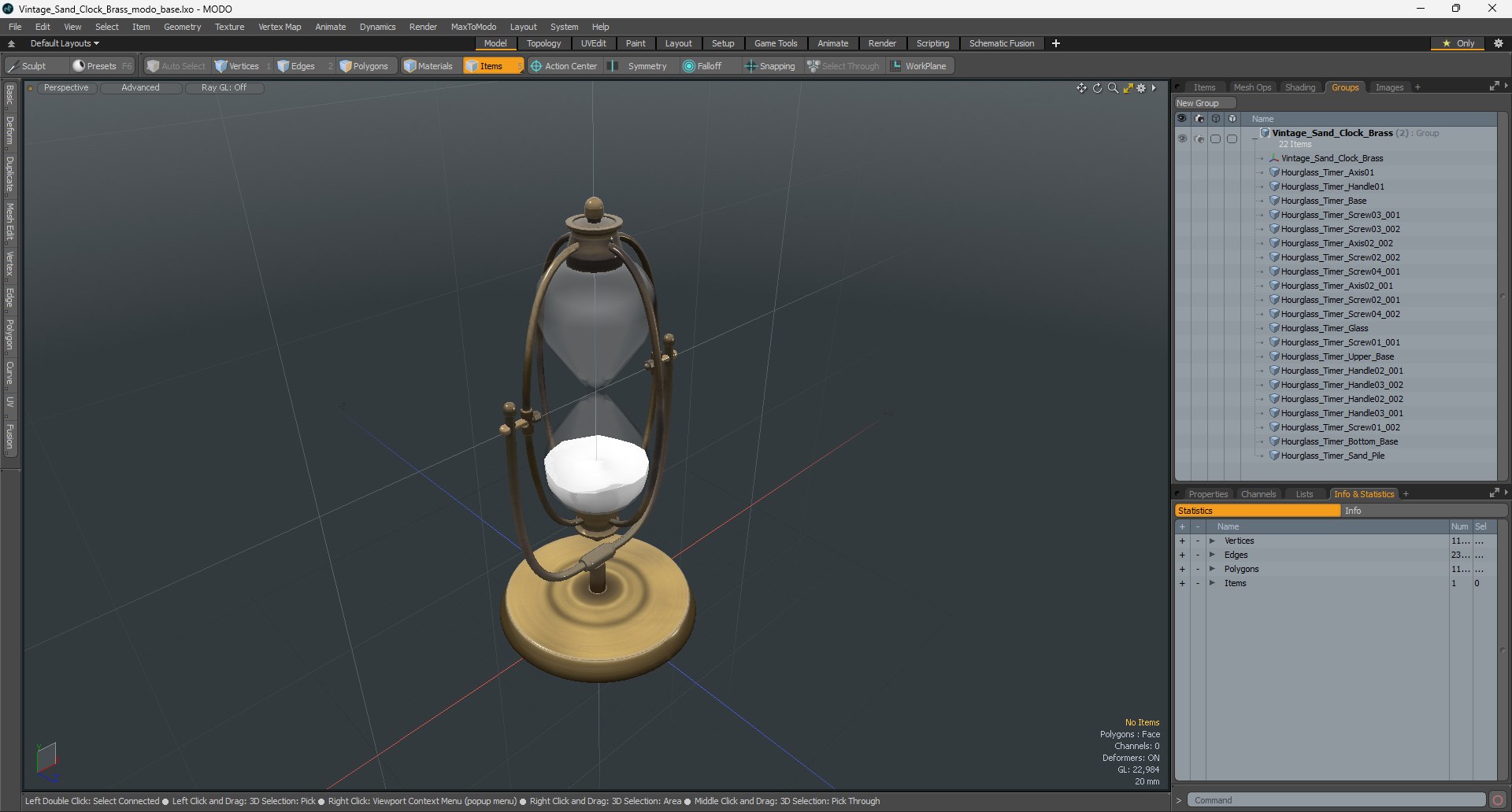 Vintage Sand Clock Brass 3D Model - TurboSquid 2290815