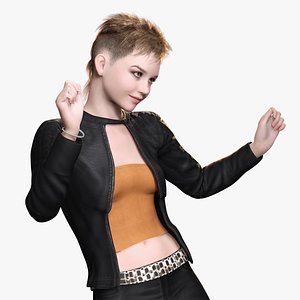 3D Stylish Female 3D Character in Leather Outfit