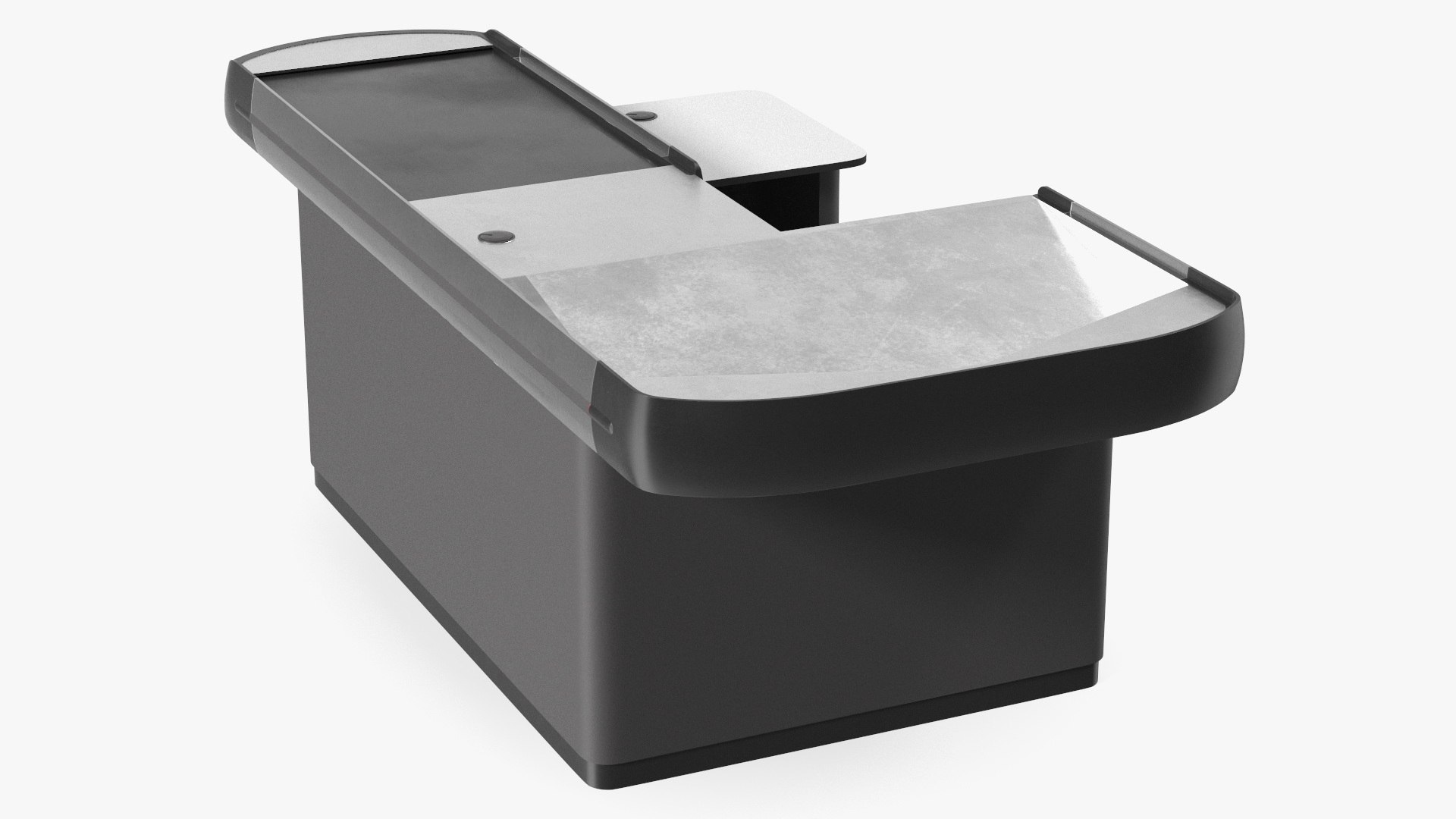 Large Retail Checkout Counter Grey Rigged 3D model preview