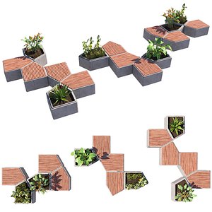 Hexagon Urban Planter Seating 3D model