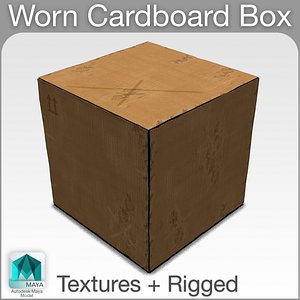 3D Model Photorealistic Cardboard Box & Rope 3D Model - FlatPyramid