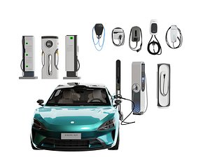 EV charging stations collection electric vehicle charging station 3D model