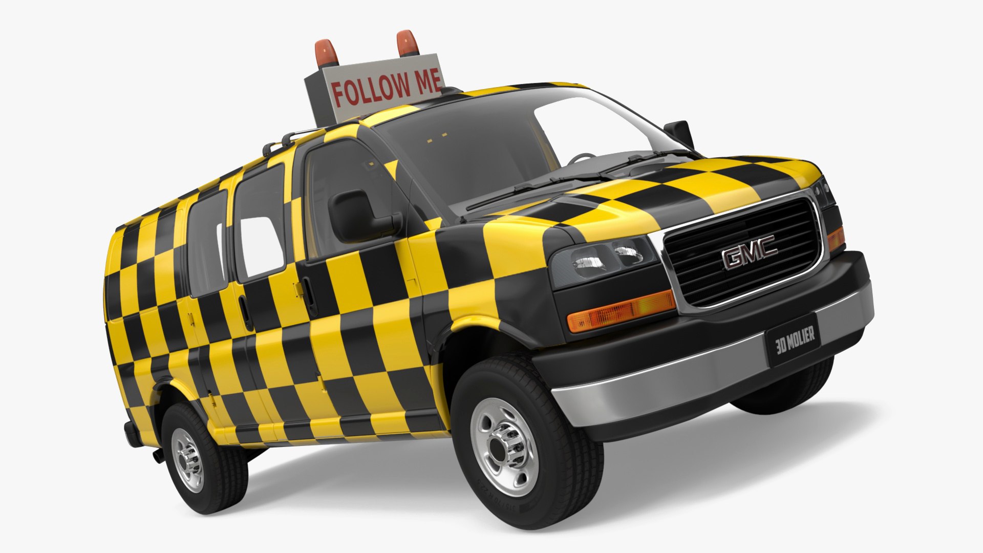 GMC Savana Follow Me Airport Vehicle 3D model preview