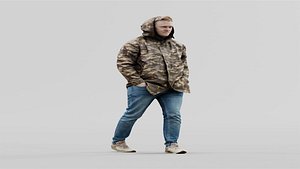 Guy In A Camouflage Coat Walking