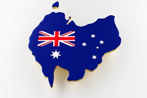 3D australia land border flag