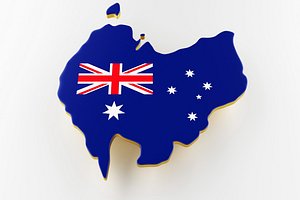 Map of Australia land border with flag