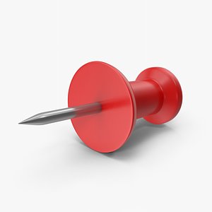 3D Red Push Pin model