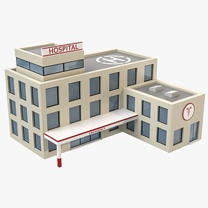 Cartoon Hospital Low Poly 3D Model