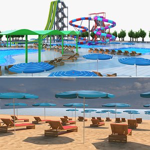 3D model Beach and Water Park