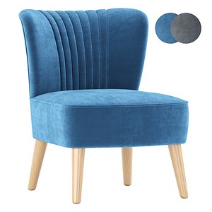 Armless Accent Chair Modern Velvet Leisure Chair 3D