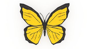 3D model yellow butterfly