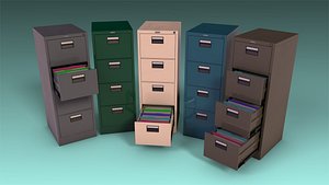 3D low-poly file cabinet