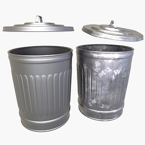 2 trash cans 3d model