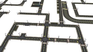 Low Poly Road System Pack Game Ready 3D Environment 3D model